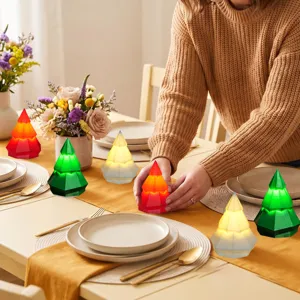 3D Luminous Kerstboom LED Ornament, gloeiende geometrische boomverlichting voor feestdecor.