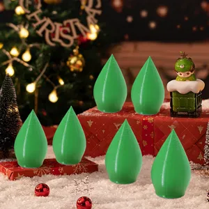 Ornamenti luminosi LED per albero di Natale, decorazione da scrivania cono verde 3D 6pz.