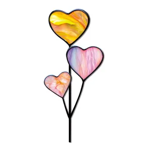 Piquet de plante coeur en métal coloré pour jardin et pot, belle décoration en fer forgé.