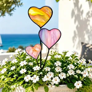 Piquets de jardin en métal en forme de cœur cache-pots colorés ornements floraux décoratifs