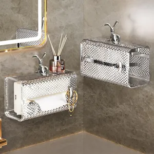 Luxus silberner Kaninchen Taschentuchbox wandmontierte dekorative Halterung Badezimmer