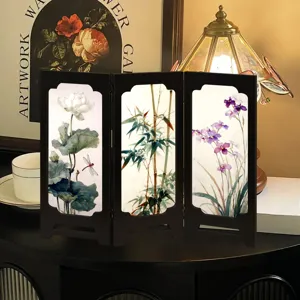 Exquisite Chinese style 3-panel folding screen desktop ornament for home interior decor