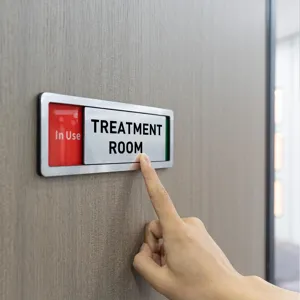 Sliding door status indicator sign for treatment room, adjustable office privacy sign plaque.