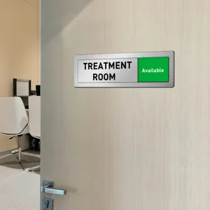 Sliding door sign treatment room available indicator office room status plaque metal display