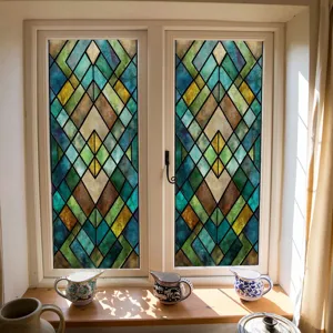 3D stained glass window film geometric decorative privacy film for home window decor
