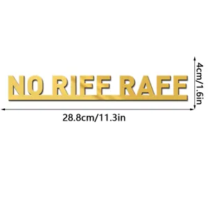 Gold acrylic mirror wall sticker letter NO RIFF RAFF home decorative sign 28.8x4cm