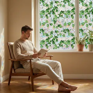 Static window film privacy glass sticker green ivy leaf design for home decor window glass