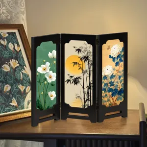 Miniature Chinese style folding screen desk ornament retro desktop decoration gift.