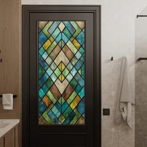 3D Stained Glass Window Film Decorative Privacy Static Cling Geometric Door Glass Sticker