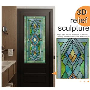 3D stained glass window film decorative privacy static cling relief film home decor