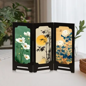 Chinese style mini folding screen tabletop decoration ornament retro home decor craft gift