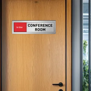 Conference room sliding door sign metal office status indicator plaque in use sign