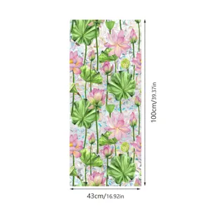 Watercolor lotus window film static cling privacy glass sticker for home decor details.