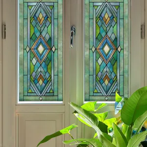 3D stained glass window film decorative privacy static cling window sticker for home glass decor