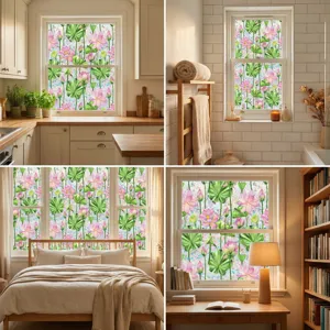 Lotus window film static cling decorative glass sticker for home office bathroom windows.