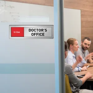 Sliding door status sign office indicator in use vacant slider plaque for meeting room door