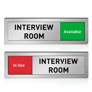 Interview Room sliding door status sign vacant and busy office indicator plaque