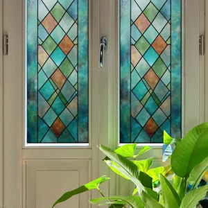 Detailed close up of 3D stained glass window film static cling home decoration style