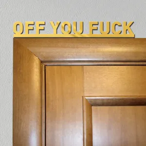 Gold acrylic door frame sticker detail close-up view home decor lettering sign display