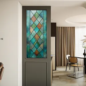3D painted embossed stained glass window sticker, static cling glass film for home decor.