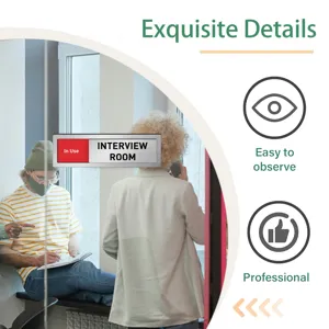 Office sliding door status sign, adjustable interview room in use indicator plaque for workplace.