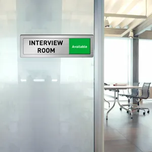Metal interview room sliding door sign status indicator office room decor sign plaque