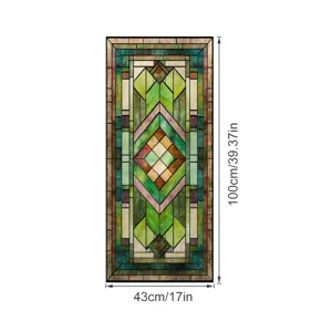 3D stained glass window film decorative static privacy sticker with geometric pattern