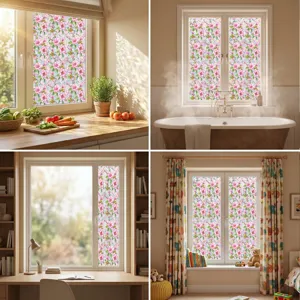 Static cling window film floral design privacy glass sticker home decoration details
