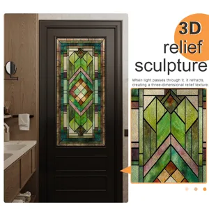 3D stained glass window film decorative static cling art privacy door sticker home decor