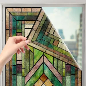 3D Stained Glass Window Film Static Cling Decorative Privacy Home Decor Detail