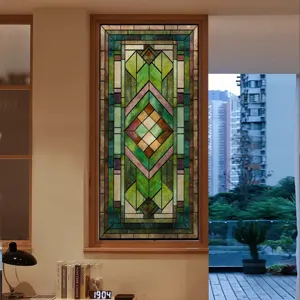3D stained glass window film decorative privacy static cling geometric pattern glass sticker