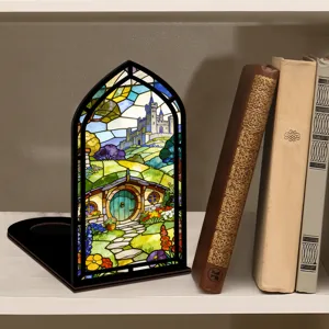 Fermalibri in vetrata artistica castello fantasy inserto libreria supporto decorativo