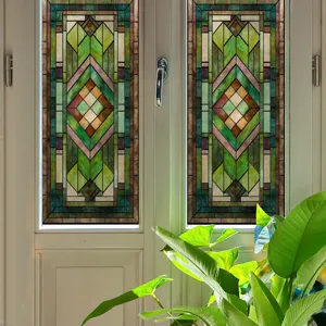 Stained glass window film static cling decorative geometric film for home decor 3d sticker