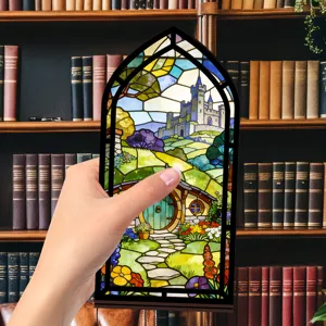 Inserto libreria angolo libro in vetro colorato castello fermalibri decoro 1pz