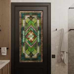 3D Stained Glass Window Film Decorative Privacy Static Cling Film for Home Glass Door Decor