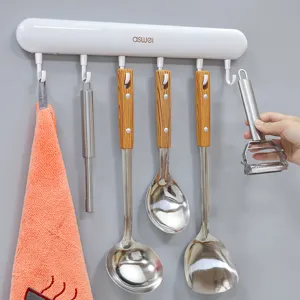 Gancho de Pared de Plástico Sin Perforaciones Soporte de 6 Ganchos Extraíbles Para Organizador de Almacenamiento de Cocina y Baño