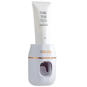 Automatic toothpaste dispenser wall mounted lazy toothbrush holder squeezer rack white.
