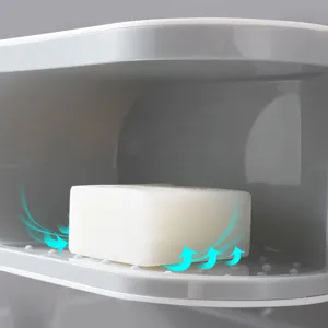 Double layer wall mounted soap dish with drainage design, perfect for bathroom organization.