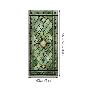3D stained glass window film decorative privacy sticker with geometric pattern 100x43cm