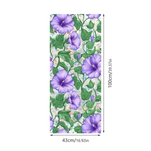 Static window glass sticker with purple floral pattern, decorative film for home decor 43x100cm