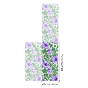 Static window glass film with purple flower pattern, decorative privacy sticker 43x100cm.