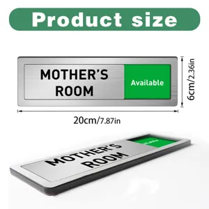 Stainless steel sliding door sign, Mother's Room indicator, 20x6cm office door status plate.