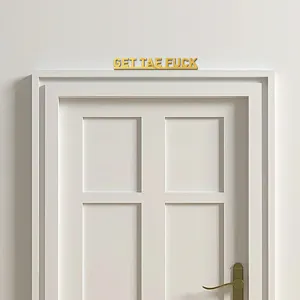 Gold acrylic door wall sticker quote sign modern home decor waterproof lettering sign