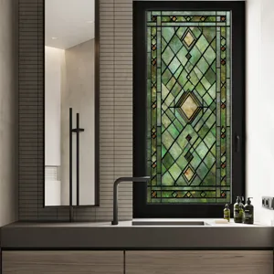 Decorative 3D stained glass window film static cling privacy sticker for home decoration
