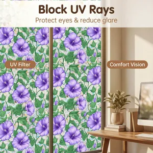 Floral static cling window film for privacy, UV blocking decorative glass sticker for home.