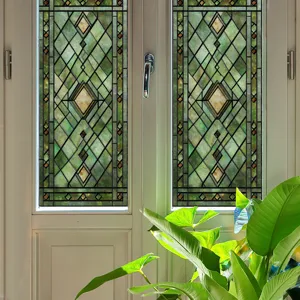 3D stained glass window film static cling decorative sticker detail view interior decor