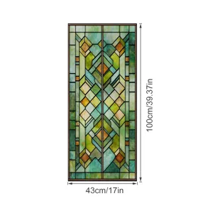 3D stained glass window film static cling decorative privacy glass sticker with dimensions.