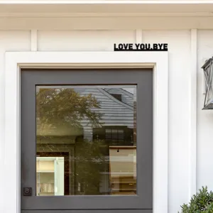 Black acrylic LOVE YOU BYE wall sign modern home decor quote text art hanging plaque