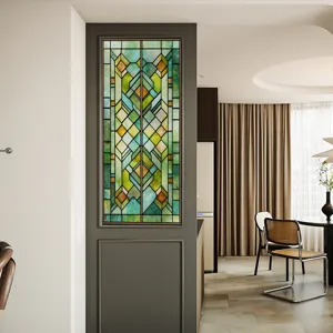3D stained glass window film decorative static cling home privacy glass sticker detail view