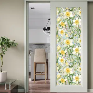 Decorative window film static cling glass sticker floral daffodil privacy home decor sticker